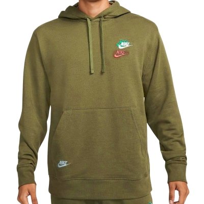 Bluza Nike męska kangurka zielona wyszywane logo