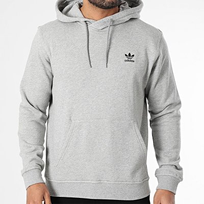 Adidas komplet dresowy bawełniany męski spodnie bluza z kapturem szary