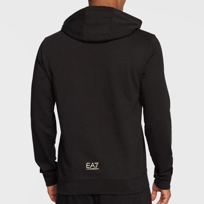 Bluza Emporio Armani EA7 męska czarna z kapturem złote logo