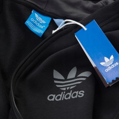 Adidas komplet dresowy bawełniany męski spodnie bluza z kapturem czarny