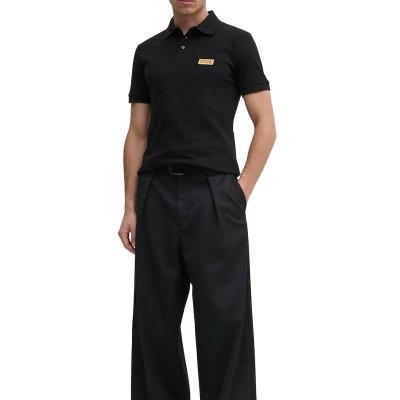 Polo polówka Versace Jeans Couture koszulka męska czarna złote logo bawełniana