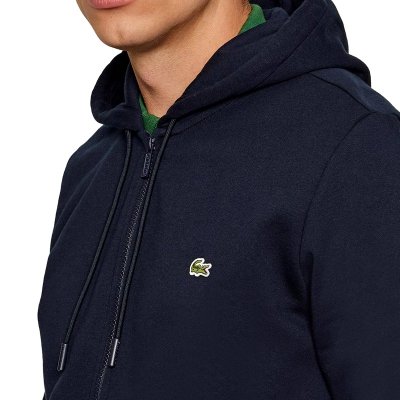 Bluza męska Lacoste granatowa bawełniana rozpinana z kapturem