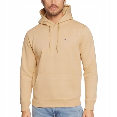Bluza Tommy Jeans męska beżowa kangurka z kapturem
