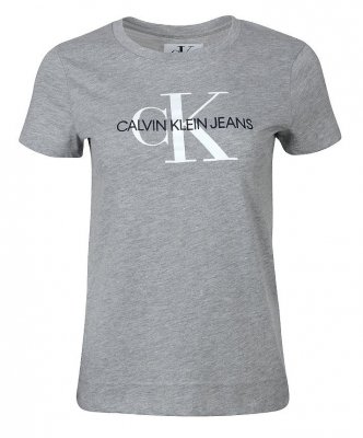 T-shirt koszulka Calvin Klein Jeans damska z okrągłym dekoldem szara