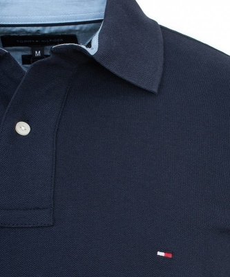 Polówka polo Tommy Hilfiger męska granatowa Regular Fit małe logo bawełniana