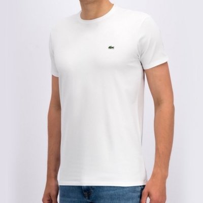 T-shirt koszulka Lacoste męska biała z okrągłym dekoldem bawełniana