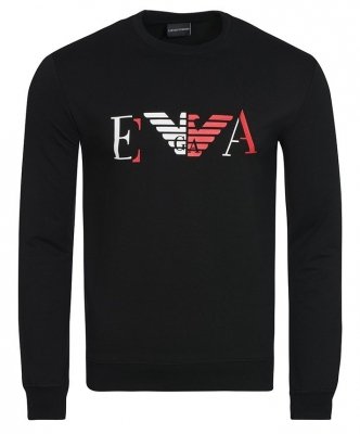 Bluza Emporio Armani EVA męska czarna bawełniana duże logo