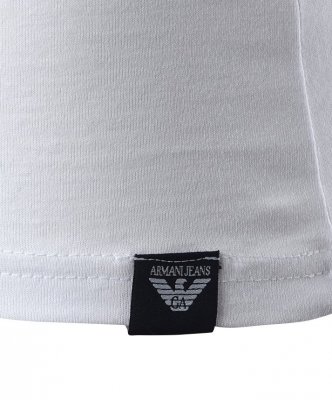 T-shirt Armani Jeans logo koszulka męska biała bawełniana duże logo