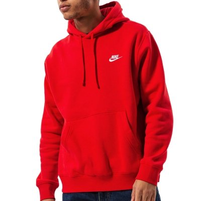 Nike komplet dresowy bawełniany męski spodnie bluza z kapturem czerwony