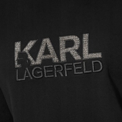 Bluza Karl Lagerfeld męska z dodatkiem wełny czarna z dużym wyszywanym logo