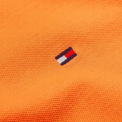 Polówka polo Tommy Hilfiger męska pomarańczowa Regular Fit małe logo bawełniana