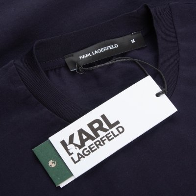 Karl Lagerfeld t-shirt koszulka granatowa duże logo bawełniana