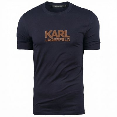 Karl Lagerfeld t-shirt koszulka granatowa duże logo bawełniana