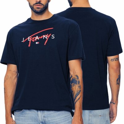 T-shirt Tommy Jeans koszulka męska z okrągłym dekoldem granatowa