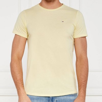 T-shirt Tommy Jeans koszulka męska z okrągłym dekoldem żółta
