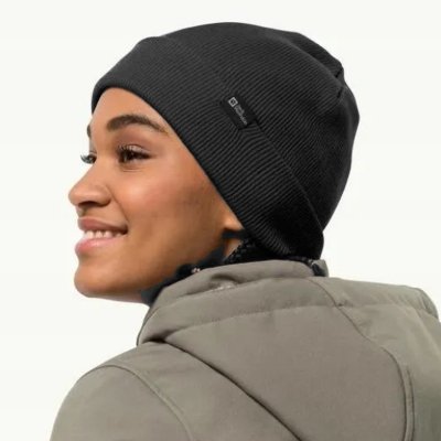 Jack Wolfskin czapka zimowa czarna małe logo unisex