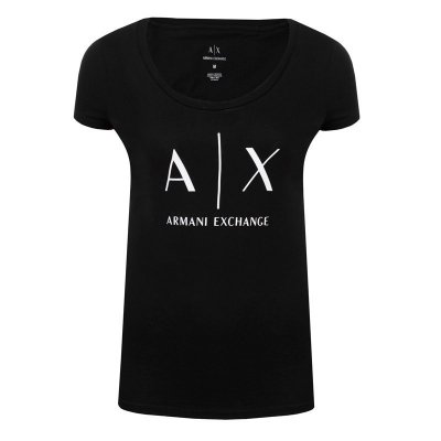 Armani Exchange t-shirt koszulka damska duże logo czarna