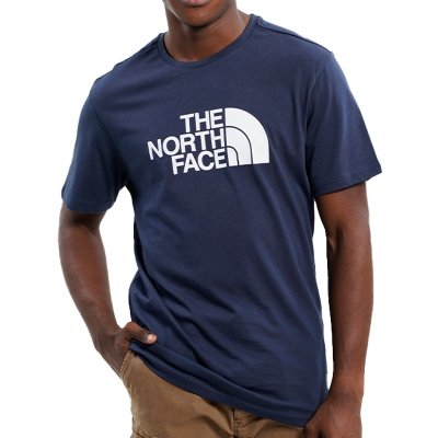T-shirt koszulka męska The North Face duże logo nadruk granatowa bawełniana