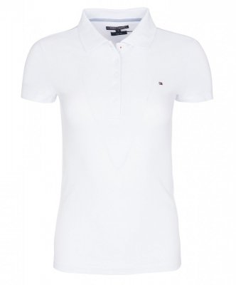 Polówka polo Tommy Hilfiger damska biała Slim Fit małe logo bawełniana