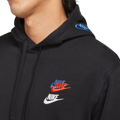 Bluza Nike męska kangurka czarna wyszywane logo