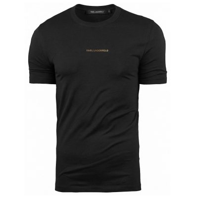 Karl Lagerfeld t-shirt koszulka czarna złote logo na środku