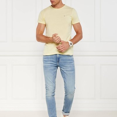 T-shirt Tommy Jeans koszulka męska z okrągłym dekoldem żółta