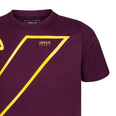 T-shirt Armani Jeans duże logo koszulka męska fioletowa bawełniana