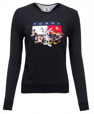 Tommy Jeans bluza damska czarna z motywem Looney Tunes 