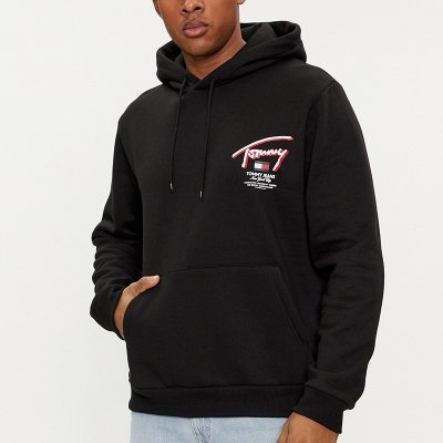 Bluza Tommy Jeans męska czarna kangurka z kapturem 