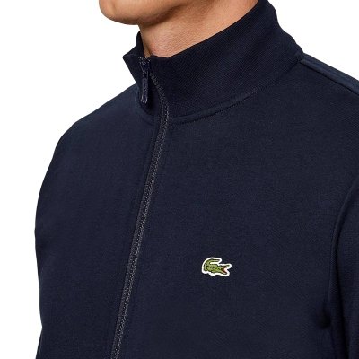 Bluza męska Lacoste granatowa bawełniana rozpinana z kołnierzykiem kieszenie zapinane na zamek