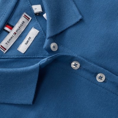 Polówka polo Tommy Hilfiger damska niebieska Slim Fit małe logo bawełniana