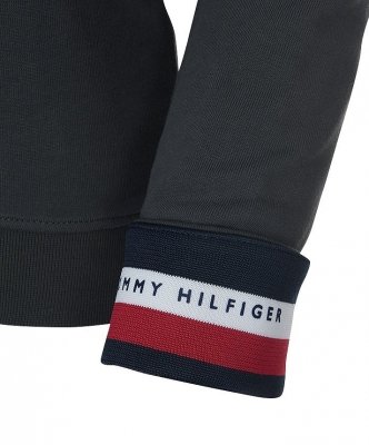 Bluza Tommy Hilfiger damska duże logo grafitowa bawełniana