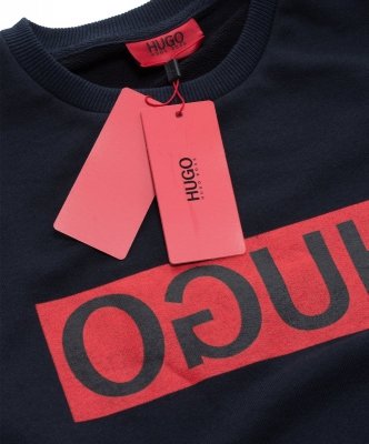 Bluza męska Hugo Boss duże logo granatowa wkładana przez głowę