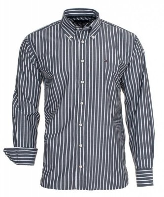 Koszula w paski Tommy Hilfiger Regular Fit męska logo czarna
