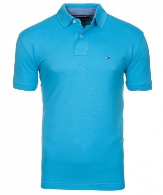 Polówka polo Tommy Hilfiger męska turkusowa bawełniana