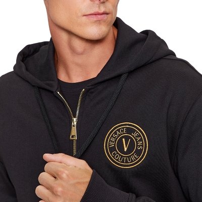 Bluza męska Versace Jeans Couture czarna rozpinana z kapturem