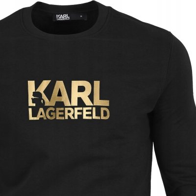 Bluza Karl Lagerfeld męska bawełniana czarna złote logo wkładana przez głowę