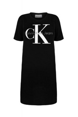 Sukienka  Calvin Klein Jeans czarna duże logo bawełniana