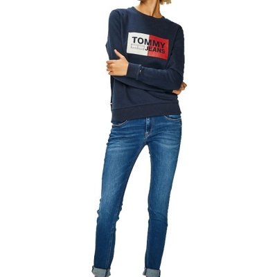  Bluza Tommy Jeans damska duże logo granatowa bawełniana