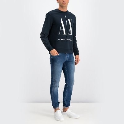 Bluza Armani Exchange męska granatowa duże logo bawełniana