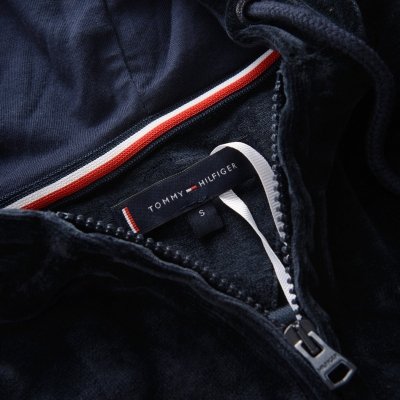 Tommy Hilfiger bluza welurowa męska rozpinana z kapturem