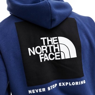 Bluza męska The North Face małe logo granatowa z kapturem nadruk tył