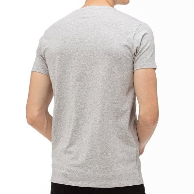 T-shirt koszulka Lacoste męska szara bawełniana z dekoldem V