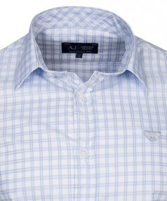 Koszula Armani Jeans błękitna w kratkę Regular Fit logo