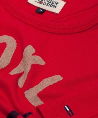 T-shirt Tommy Hilfiger Denim koszulka męska bawełniana czerwona