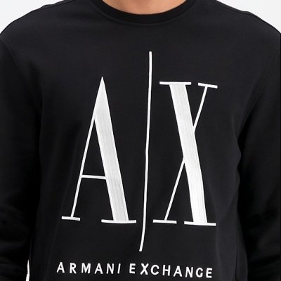 Bluza Armani Exchange męska czarna duże logo bawełniana