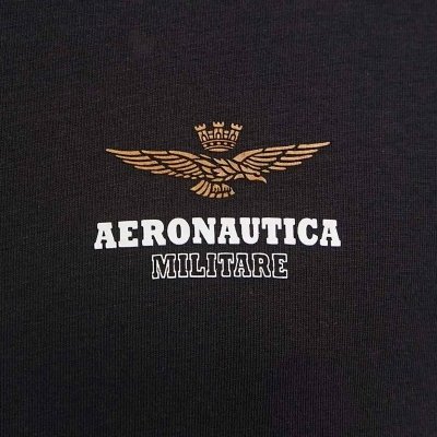 Aeronautica Militare t-shirt męski koszulka czarny okrągły crew-neck