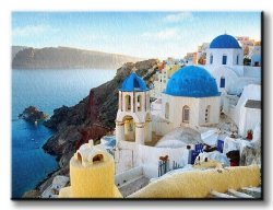 Obraz krajobraz - Grecja, Santorini - 120x90 cm
