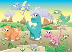 Fototapeta dla dzieci - Dino, dinuś, dinozaury - 254x183 cm