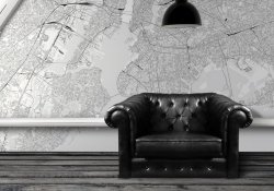 Fototapeta do salonu - Nowy Jork - czarno-biała mapa miasta